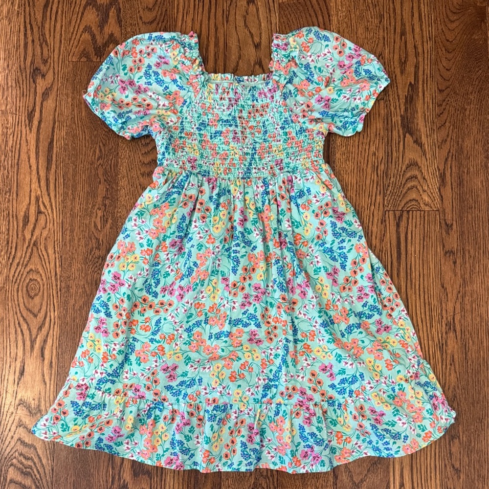 Crewcuts Floral Kids Dress - Aqua multi-color flowers size 6